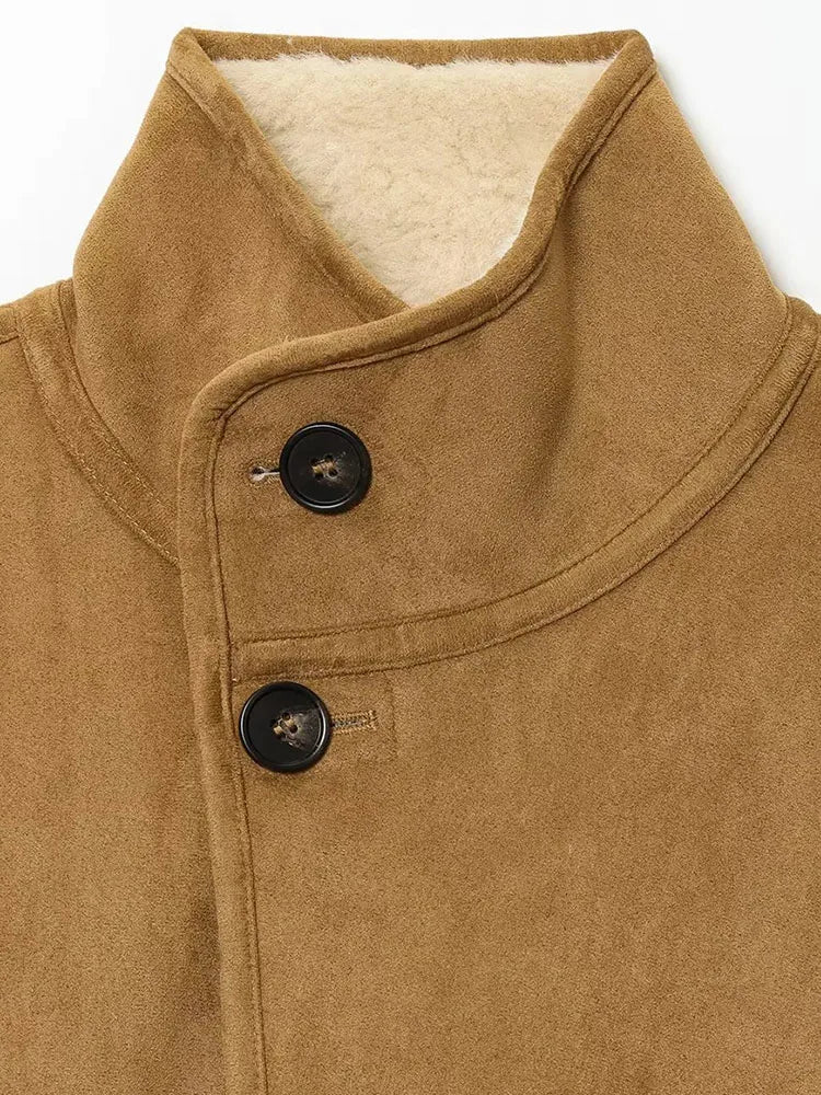 Women 2025 Double-Sided Wear Lamb Velvet Coat Women's Fashion Stand Collar Single Breasted Pocket Short Jacket Lady Outerwear