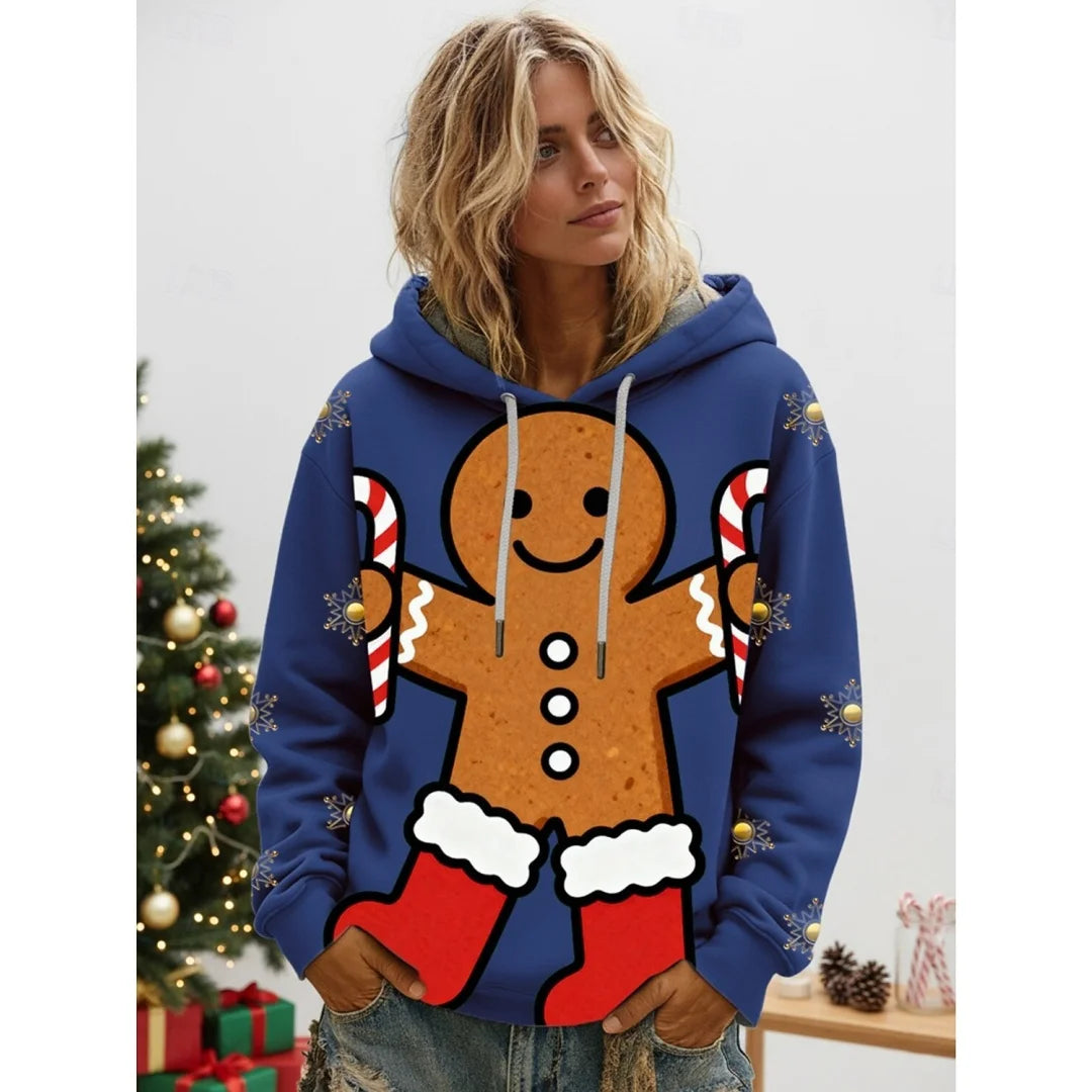 Women's Vintage Christmas Santa Print Sweatshirts Long Sleeve Crewneck Pullover Festive Street Style Spring Fall Holiday Fashion