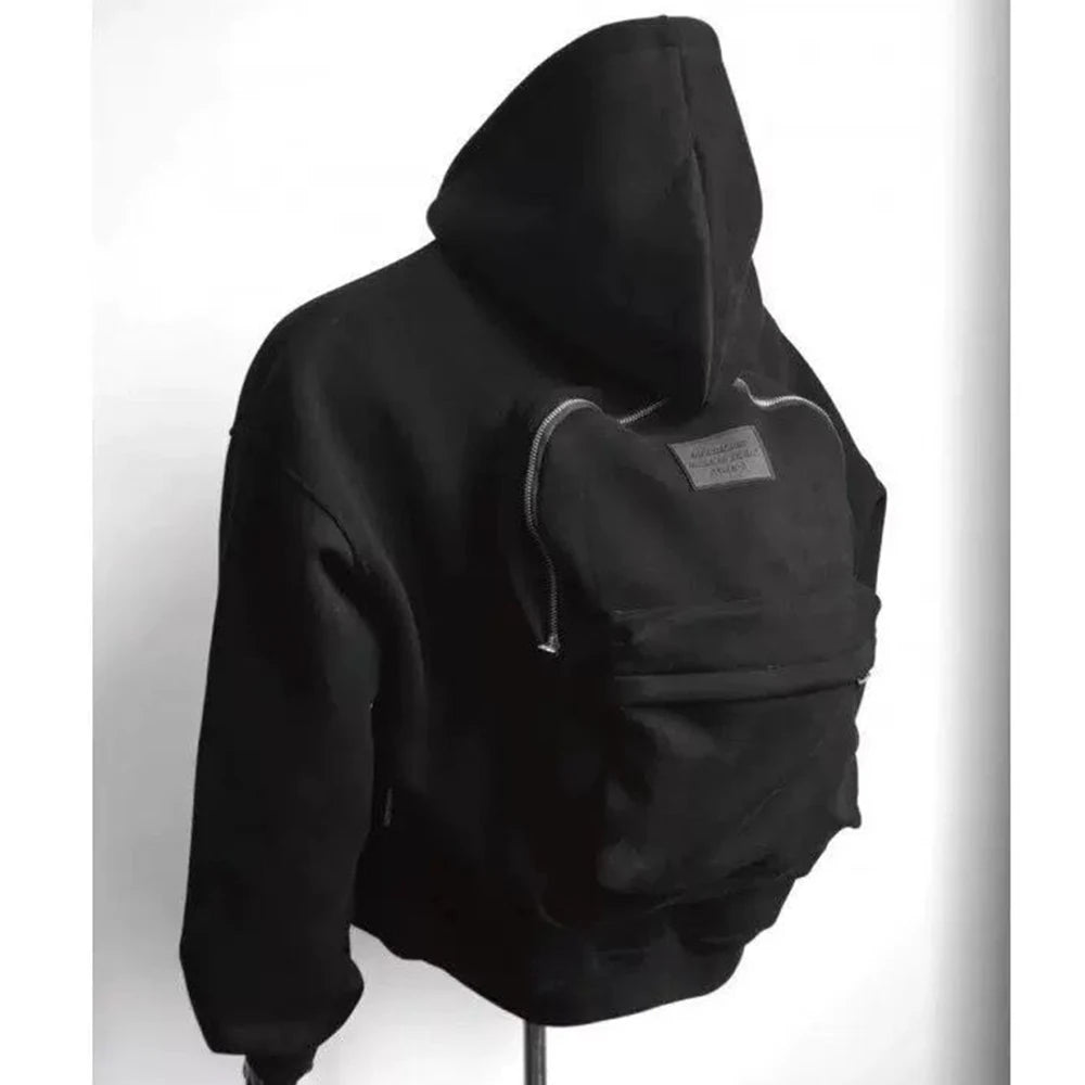 Streetwear Fashion Three-Dimensional Backpack Casual Hoodie Autumn Winter Trendy Street Trend Punk Men's Top Loose Sportswear