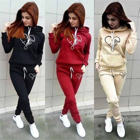 Fall and winter fashion hot new high quality pullover set street loose women's hoodie + sweatpants two-piece set