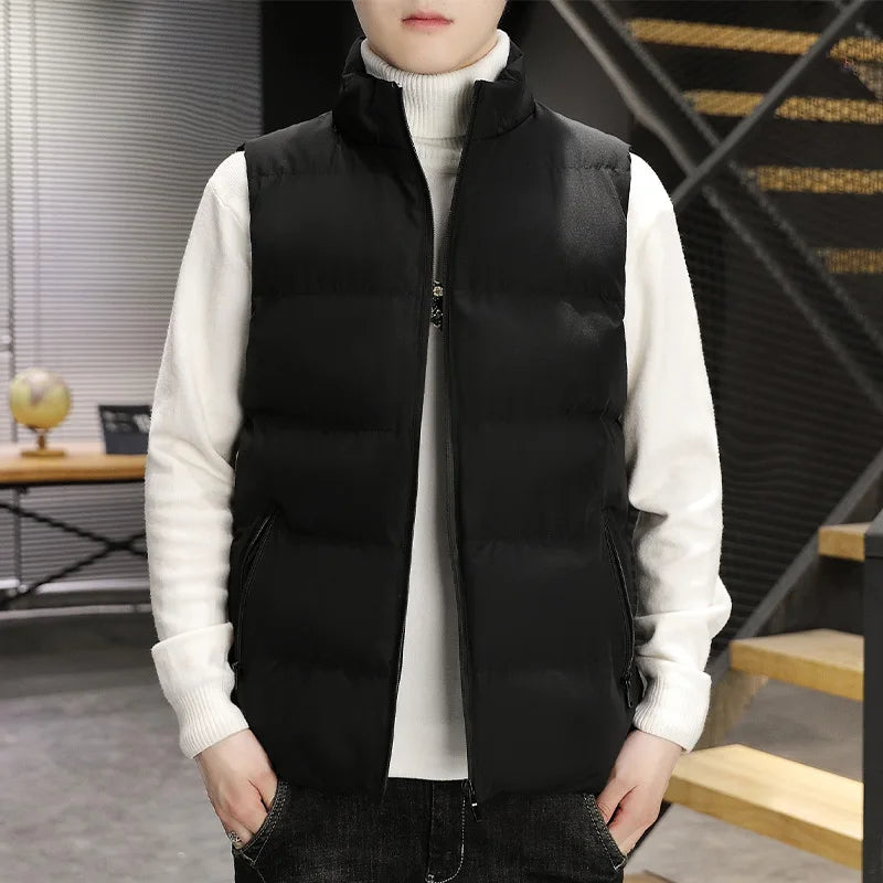 Soft Padded Waistcoat Men Lightweight Waistcoat Stylish Men's Winter Vest Warm Windproof Sleeveless Outerwear with for Outdoor