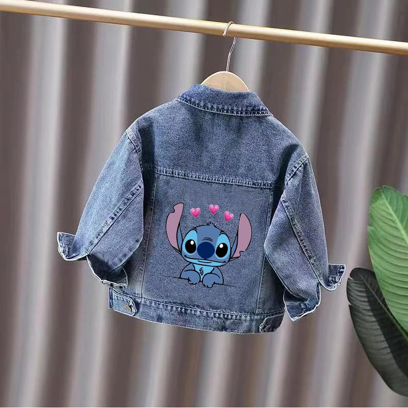 Stitch Denim Jacket For Children 2025 Spring Autumn Boys Girls Fashion Cartoon Casual Jean Jackets Coat Kid Cowboy Outerwear Top