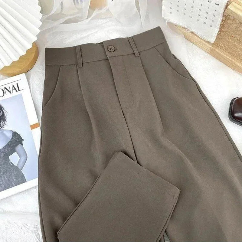 Fall Spring Black Suit Haren Pants Women 2024 Fashion Elastic High Waist Casual Trousers Woman Korean Style Solid Office Pant