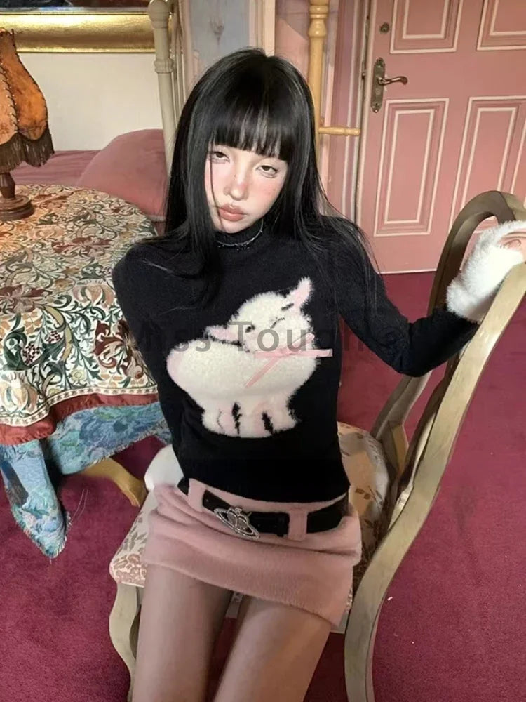 Winter Vingate New 2 Piece Set Women Patchwork Elegant Y2k Knitted Skirt Suit Female Korean Fashion Design Casual Belt Set 2025