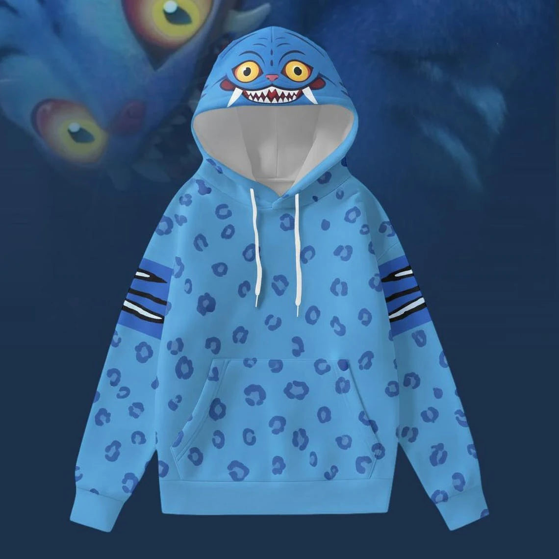 Women's Derpy Printed Hoodie for Autumn Winter KPop Demon Hunters Inspired Cozy Pullover for Daily Wear & Street Style Outings