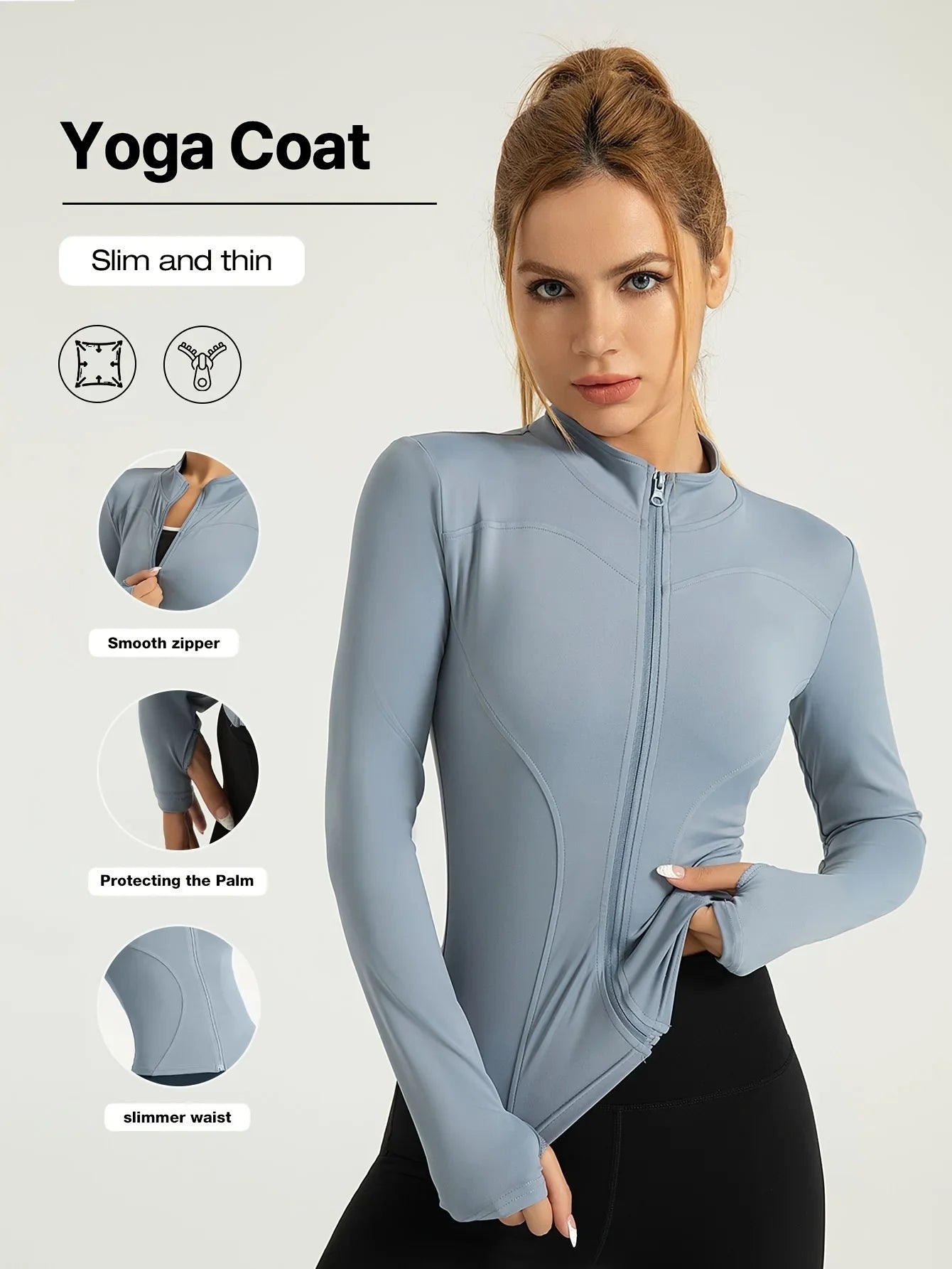 Seamless Sports Outerwear Yoga Coat Cropped Jacket for Gym Running High Waisted Moisture Wicking Workout Top with  Coat Women