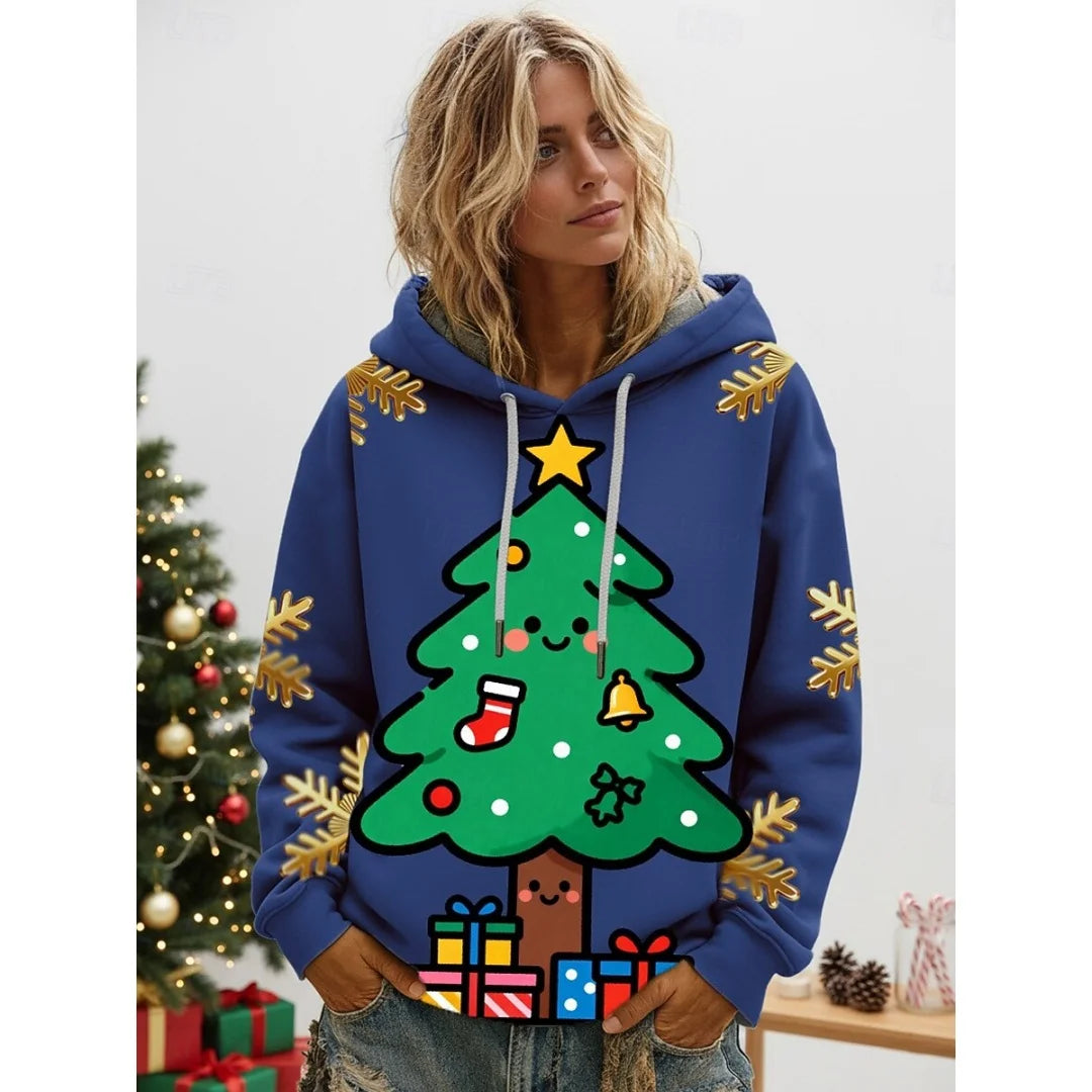 Women's Vintage Christmas Santa Print Sweatshirts Long Sleeve Crewneck Pullover Festive Street Style Spring Fall Holiday Fashion