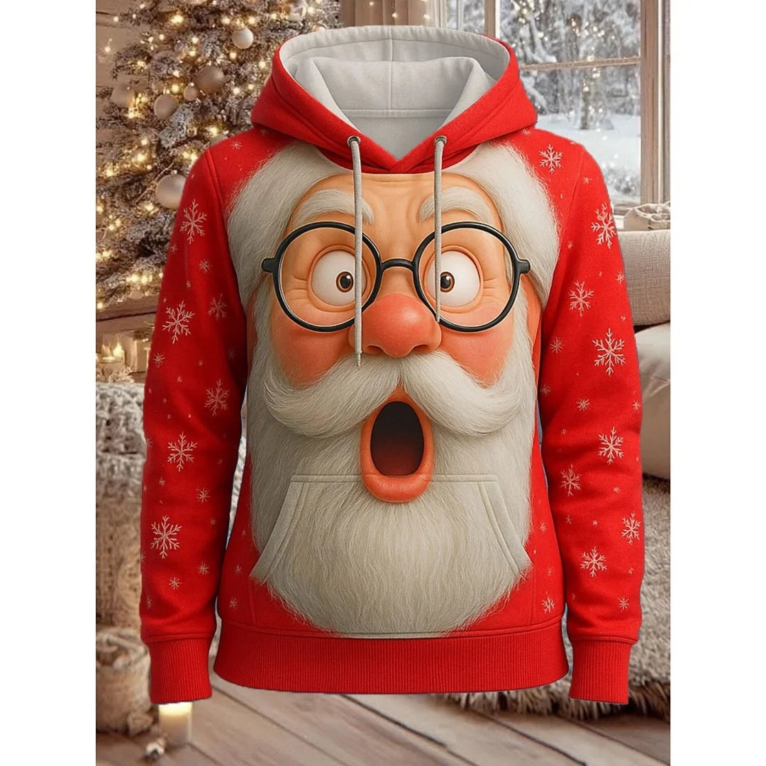 Women's Vintage Christmas Santa Print Sweatshirts Long Sleeve Crewneck Pullover Festive Street Style Spring Fall Holiday Fashion