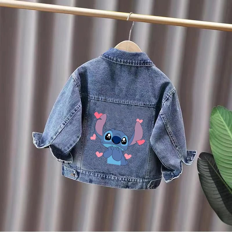 Stitch Denim Jacket For Children 2025 Spring Autumn Boys Girls Fashion Cartoon Casual Jean Jackets Coat Kid Cowboy Outerwear Top