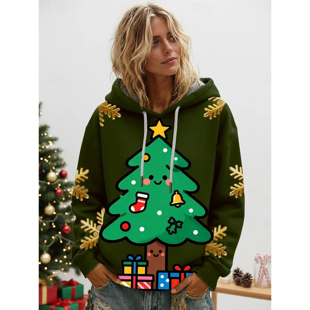 Women's Vintage Christmas Santa Print Sweatshirts Long Sleeve Crewneck Pullover Festive Street Style Spring Fall Holiday Fashion
