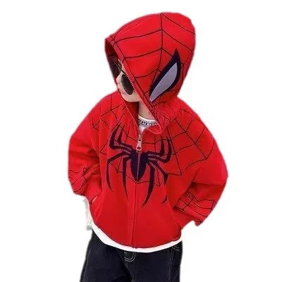 Spiderman Jacket Spring Children Boys Hooded Sweatshirt Cartoon Zipper Coats Autumn Kids Clothing Outdoors Keep Casual Outerwear