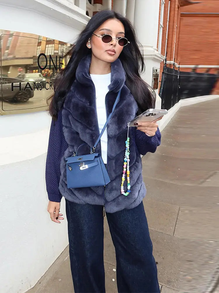 Elegant Faux Fur Collar Women's Coat Warm Pocket Thicken Lady Short Jackets 2025 Autumn Winter Chic Female Street Outerwear