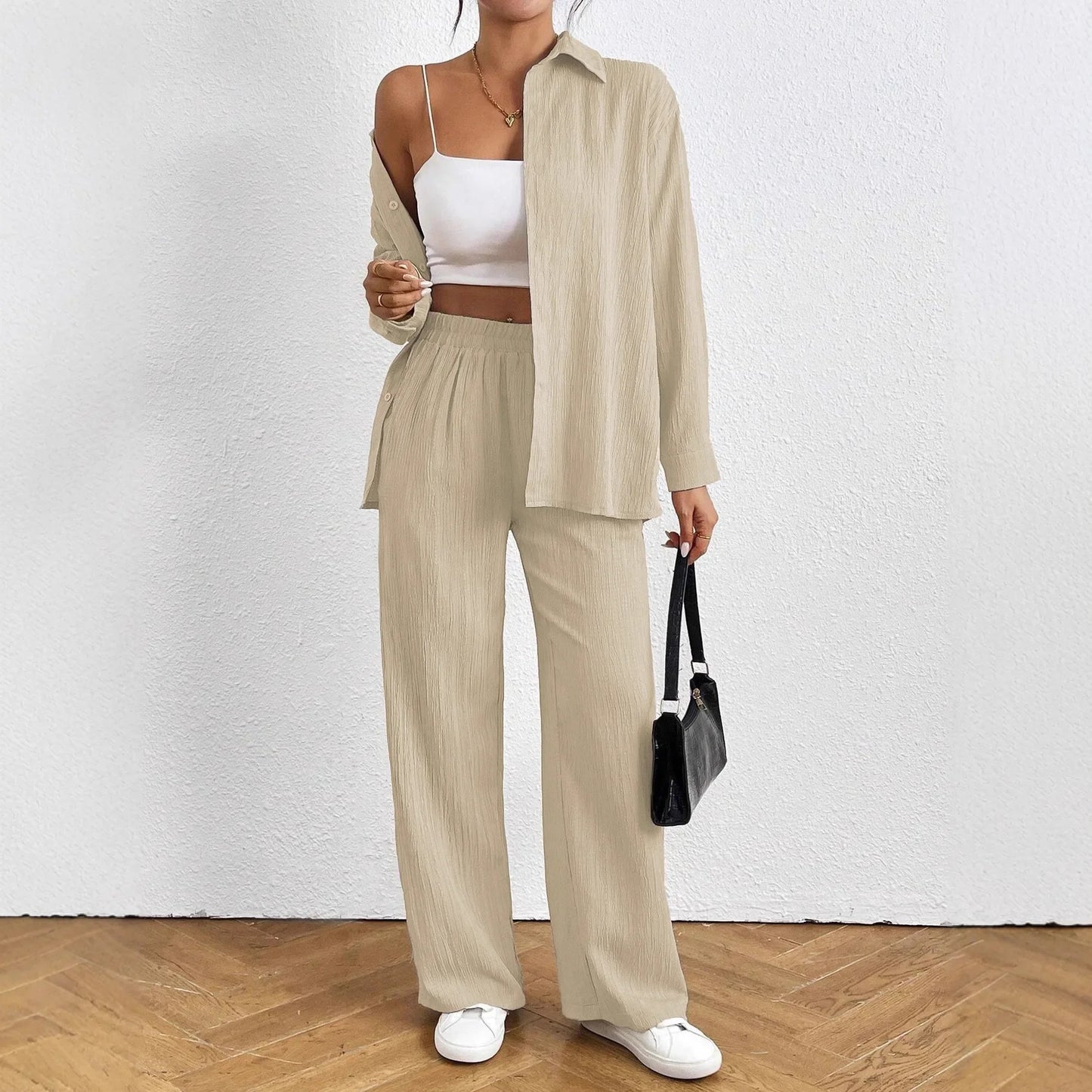 Casual Long Sleeve Shirt Set Independent Station 1688 Full Real Shot Women's Fashion Skirt Ensemble Chinese Brand AE Stock