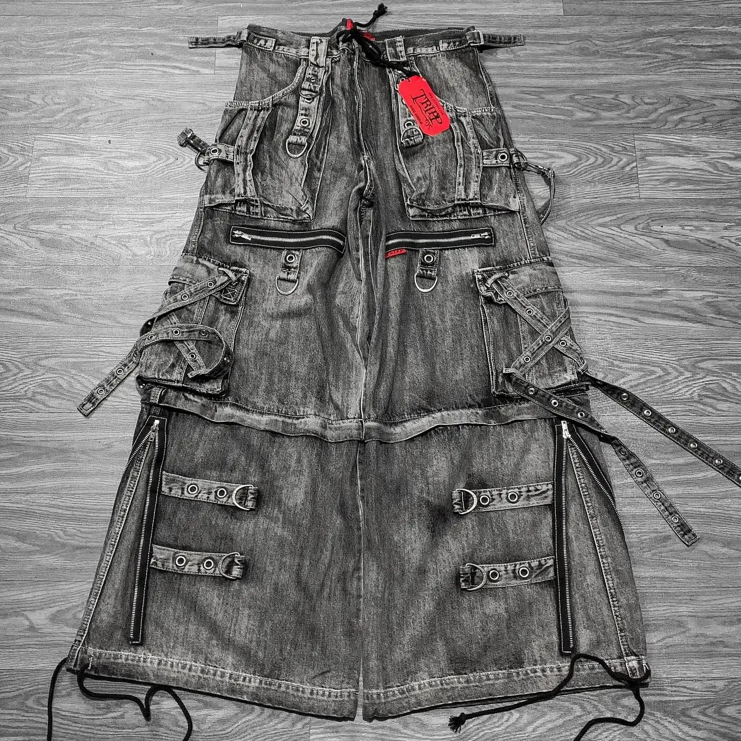 Y2k Streetwear Jeans Mens Womens Harajuku Retro Multi Pocket Washed Worn Out Jeans Fashionable Hip Hop Oversized Wide Leg Pants