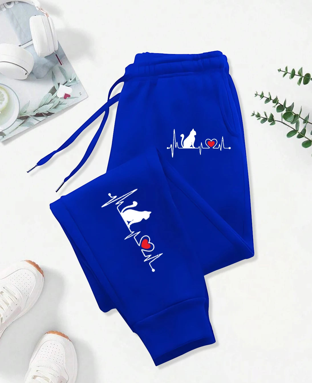 New Dog Red Heart Electrographic Printing Printed Women's Pants Street Sports Pants Casual Autumn Pants