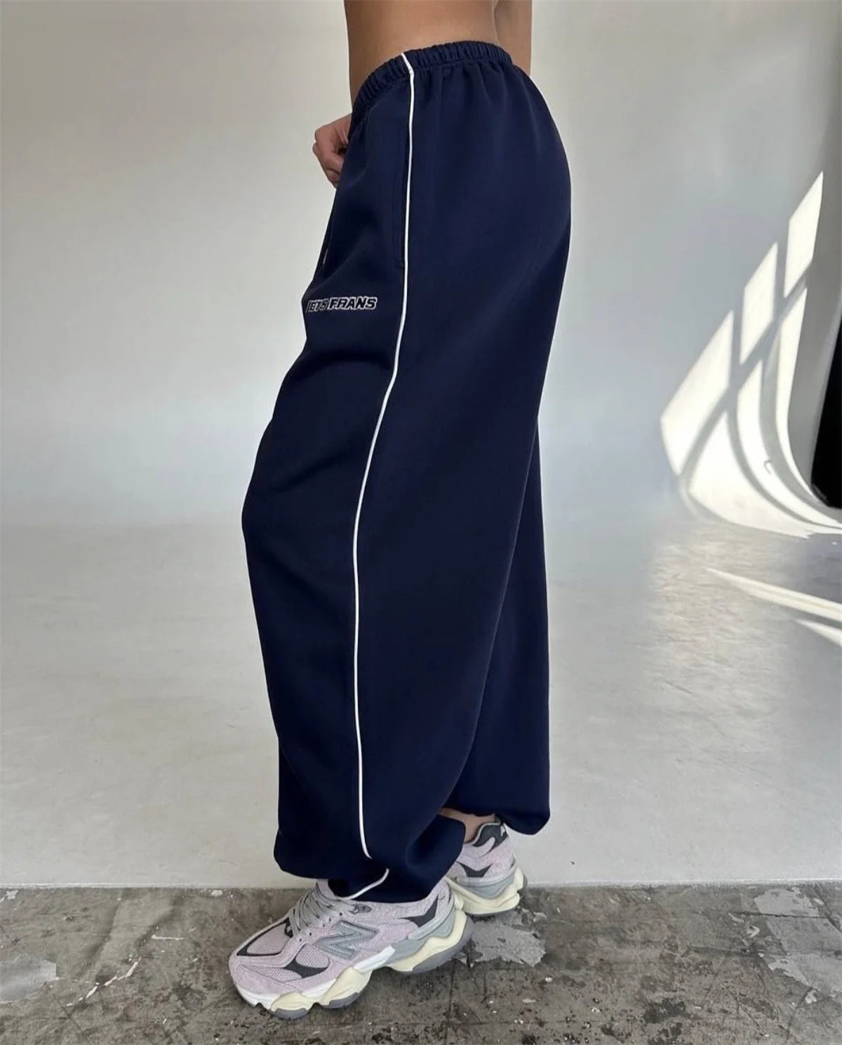 Striped ankle Sweatpants For Women Drawstring High Waist Straight Baggy Trousers Female Vintage Sport Hip Hop Pant Casual Street