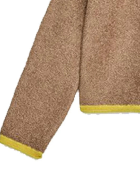 Color Blocking Knit Jacket Lady Long Sleeve Loose Zipper Pocket Casual Coat Chic Fashion Street Women's New Early Autumn Jackets