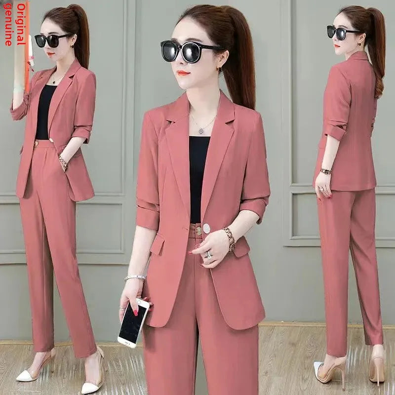 Spring Autumn Fashionable Korean Style Women's Suitcase Sunshade Jacket Set Three Pieces Set Professional Clothes Ensemble