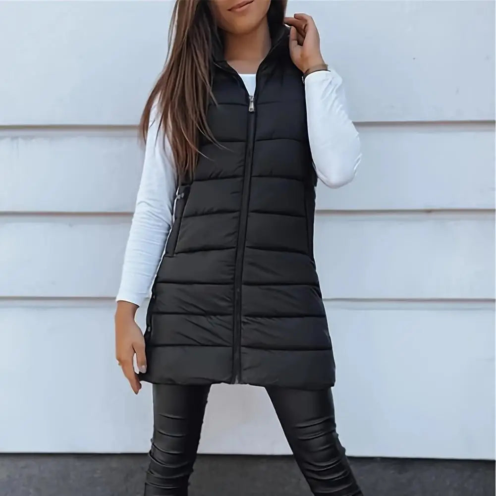 Women's Puffer Vest Casual Zip Up Quilted Padded Vest Hooded Sleeveless Down Jacket Winter Warm Outerwear Coat