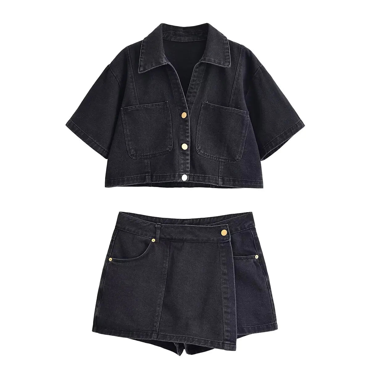 Nlzgmsj  Summer Women's Casual Sets Fashion Mini Skirt Shorts Sets Denim Short Shirt Top Sets For Women Street Women Outfit