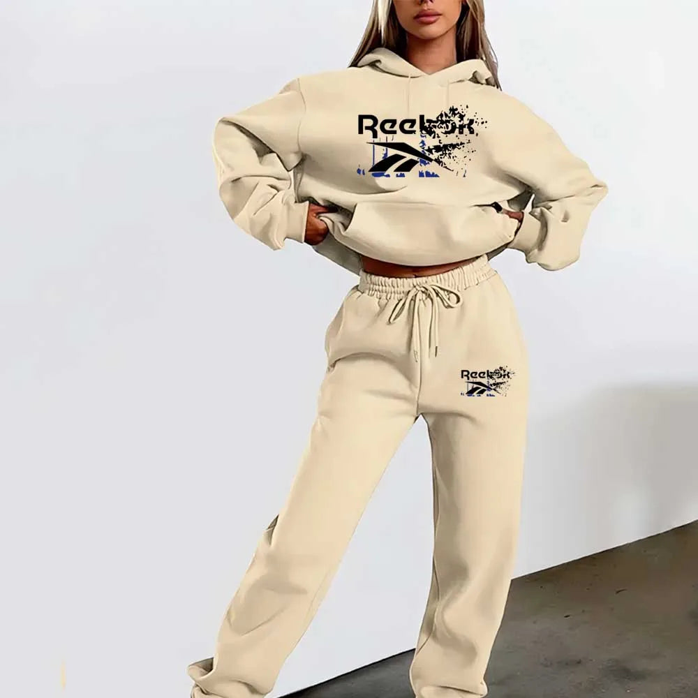 Men'S Casual Hoodie and Sweatpants Set - Stylish Print Long Sleeve Pullover with Black and Brown Perfect for Fall/Winter