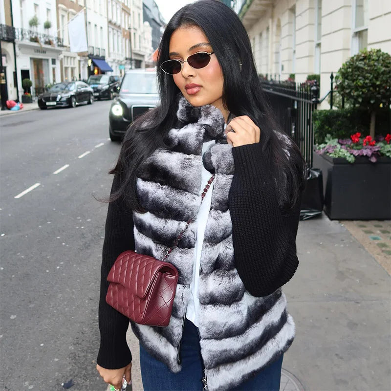 Street Women's Jacket Stand Collar Full Sleeve Faux Fur Solid Zipper Female Jackets 2025 Autumn Fashion Chic Cozy Lady Outwears