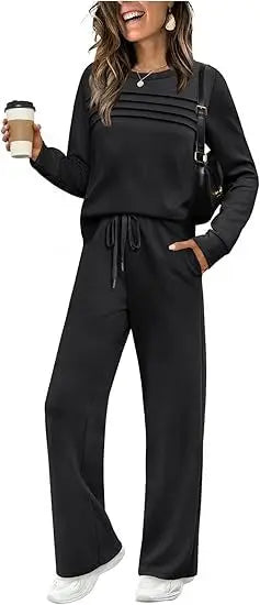 Women's Fashion Long Sleeve Long Pants Set Casual Two-Piece Suit New Autumn Collection Comfortable Polyester Fiber Dress