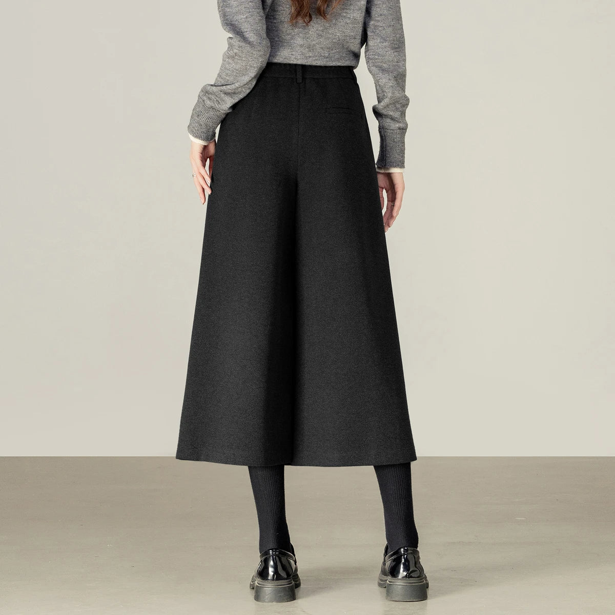 SENTUBILA Women's Wool Wide Leg Pants 2025 Autumn Elastic Waist Loose Fit Warm Comfortable Office Casual Trousers 153KD2679