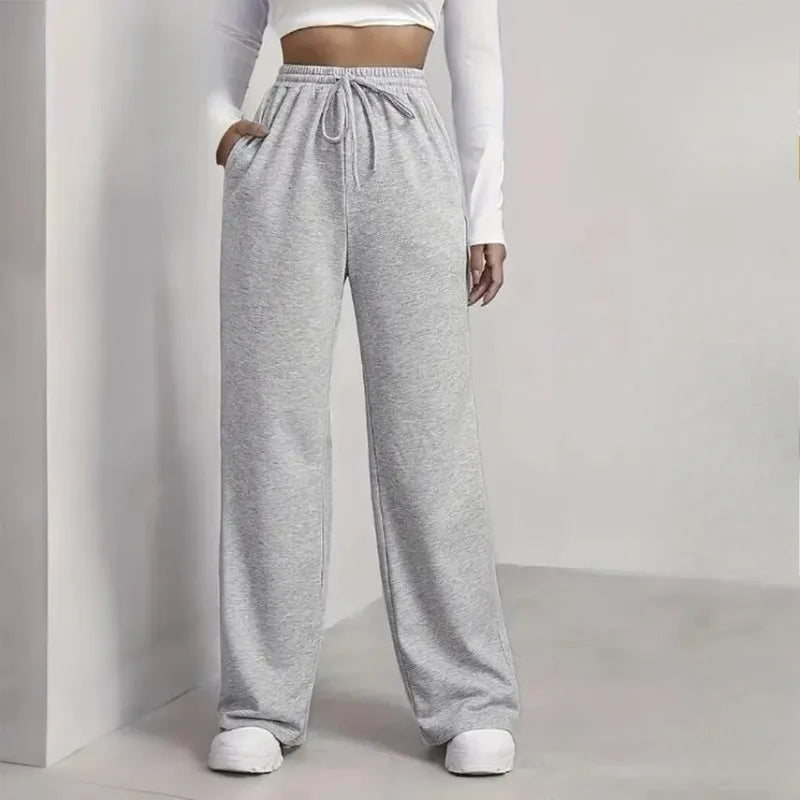 Women'S Jogger Pants Drawstring Wide Leg Casual Style Fall/Winter Outfits Casual Fashion Cotton Oversize Loose Unisex Sweatpants