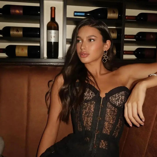 Spicy Girl Sexy Tight Corset Lace Hollow Sleeveless Strapless Top 2025 Summer Fashion Women Street Trendy Vest