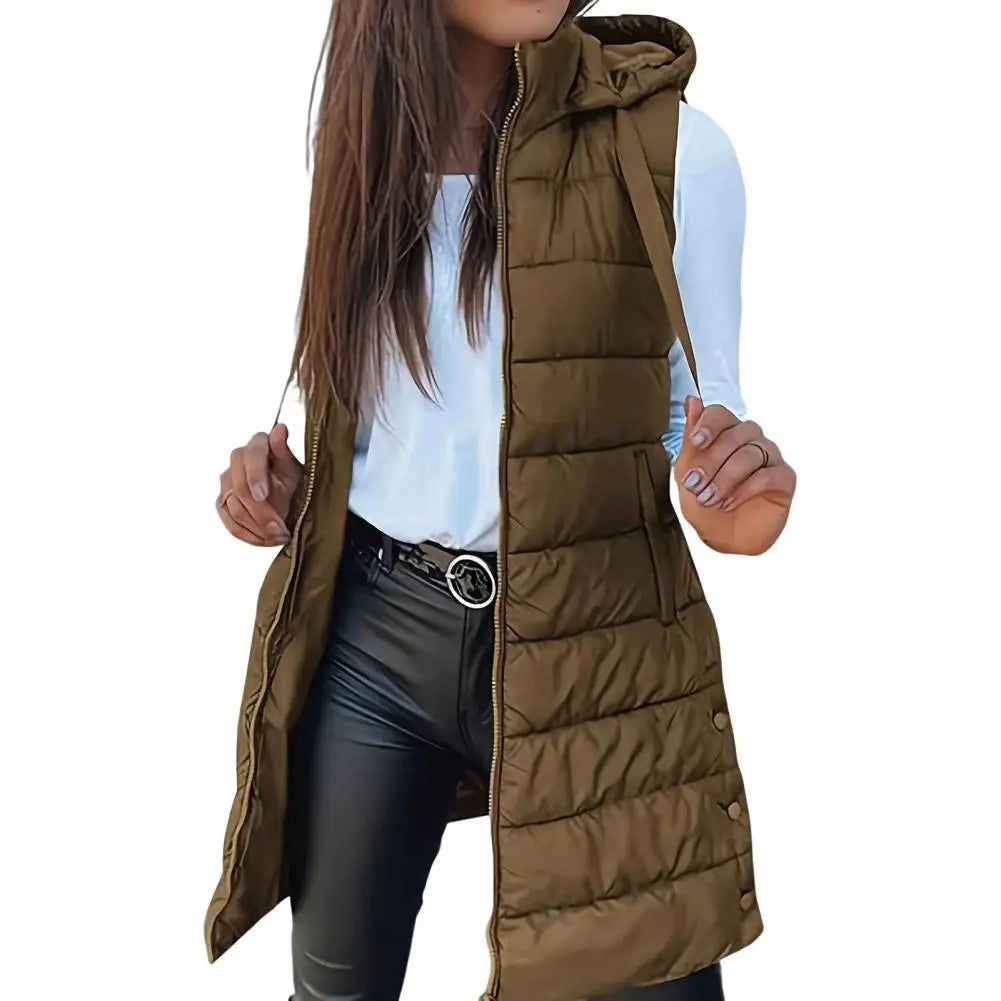 Women's Puffer Vest Casual Zip Up Quilted Padded Vest Hooded Sleeveless Down Jacket Winter Warm Outerwear Coat
