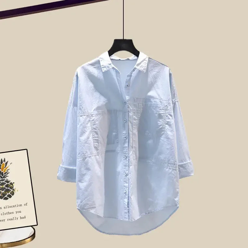 Autumn Knitted Sweater Wide Leg Pants Three Piece Set Plus Size Women's Fashion Slimming Shirt Dress Combo Female Wardrobe