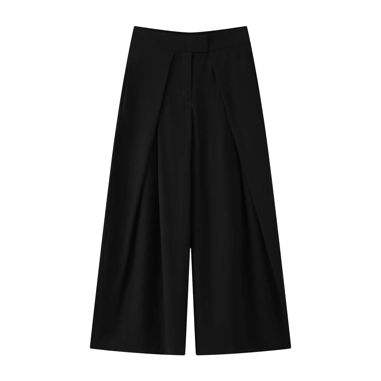 KONDALA Commute High Street Wide-Leg Pants Women's Elegant Vertical Pleated Trousers 2025 Spring Fall Fashion Office Lady Pants