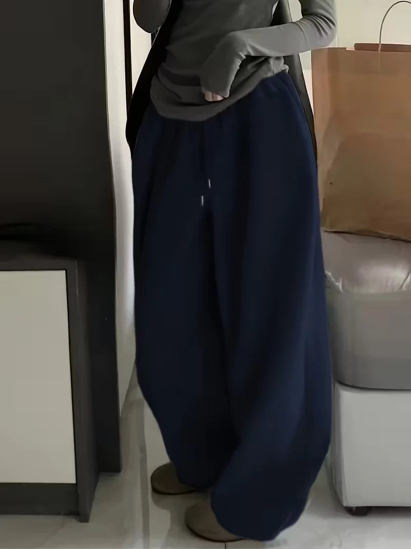 Women'S Jogger Pants Drawstring Wide Leg Casual Style Fall/Winter Outfits Casual Fashion Cotton Oversize Loose Unisex Sweatpants