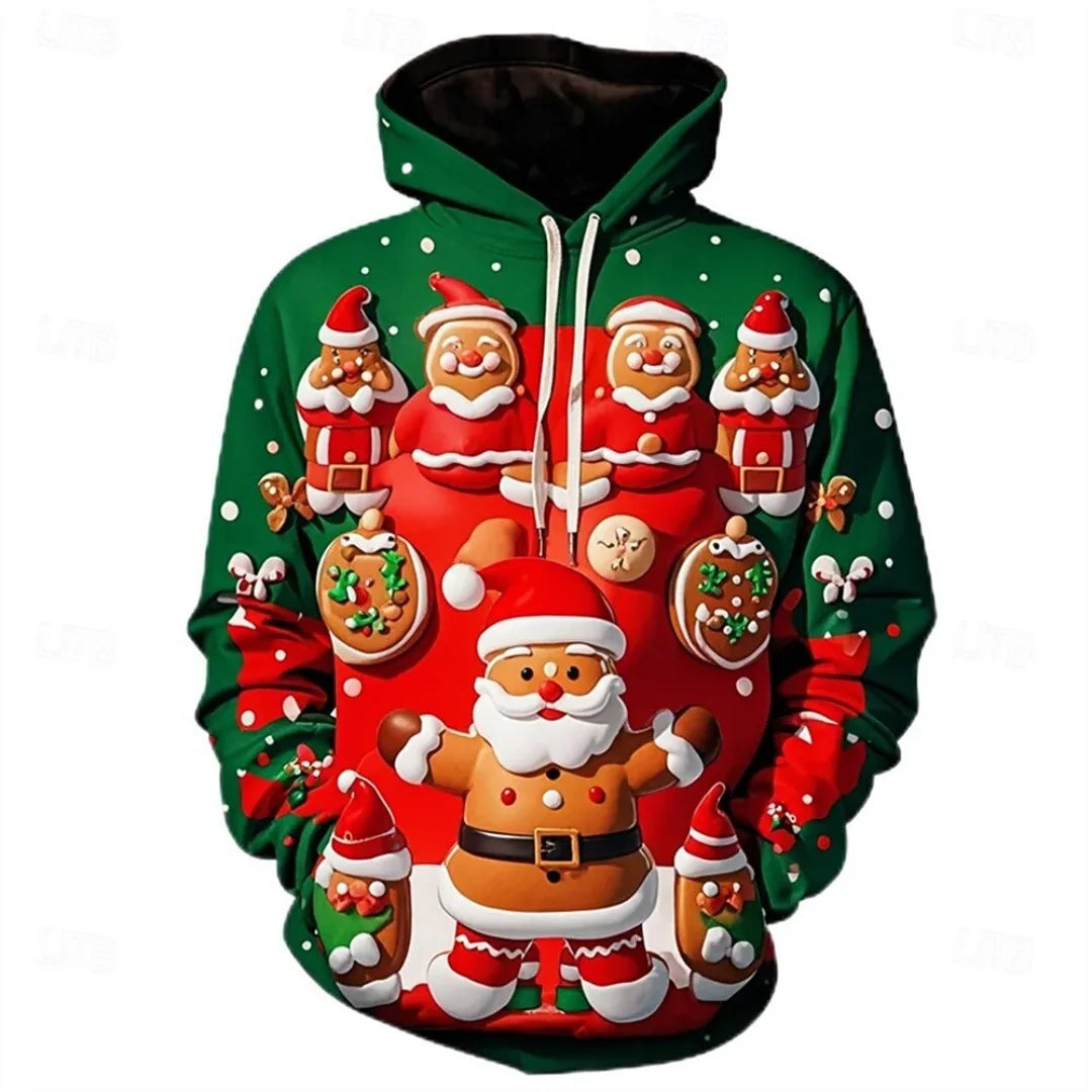 Women's Vintage Christmas Santa Print Sweatshirts Long Sleeve Crewneck Pullover Festive Street Style Spring Fall Holiday Fashion