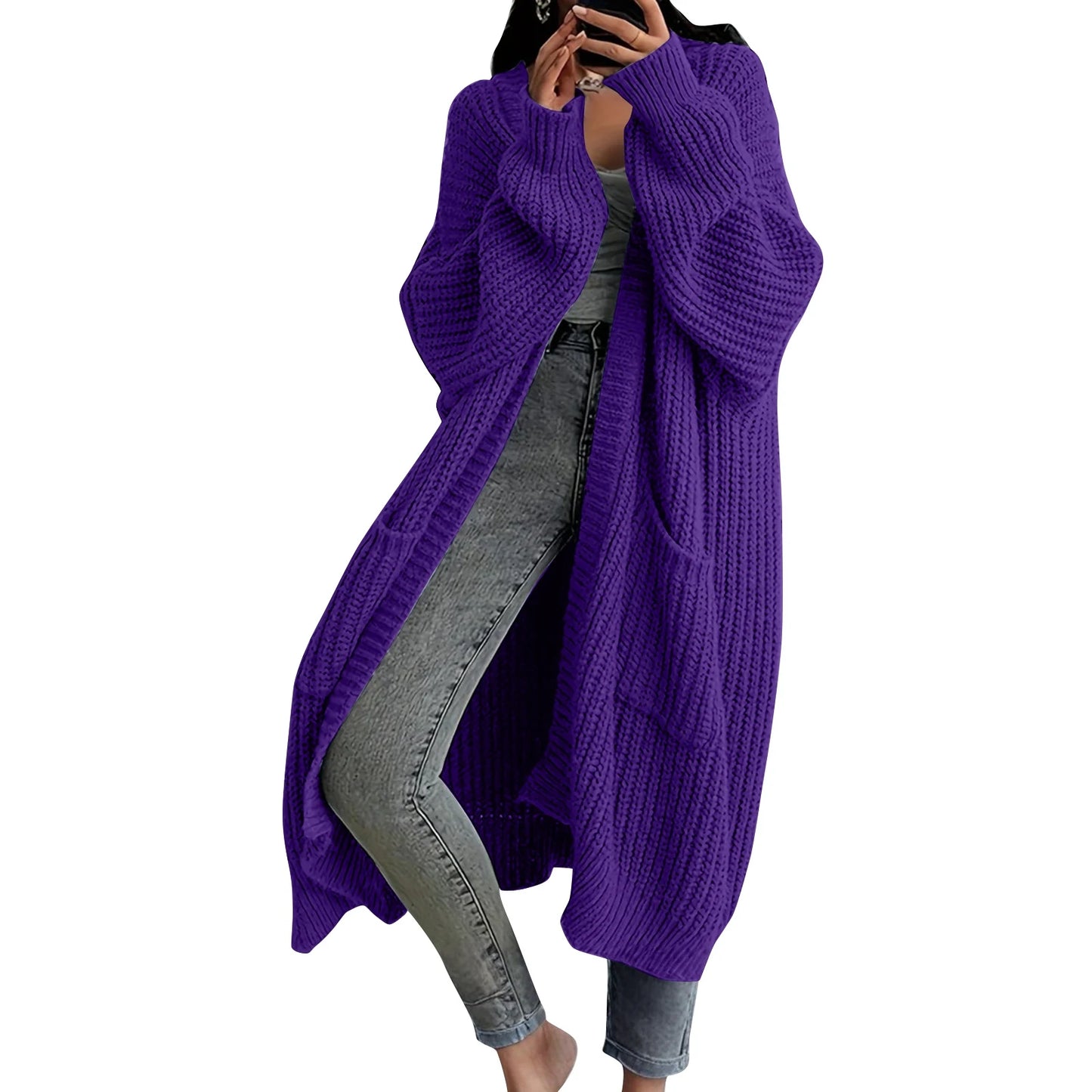 Women's Loose Long Knitted Cardigan Sweater Coat Autumn Winter Long Sleeved Long Knitwear Female Street Fashion Sweater Jacket