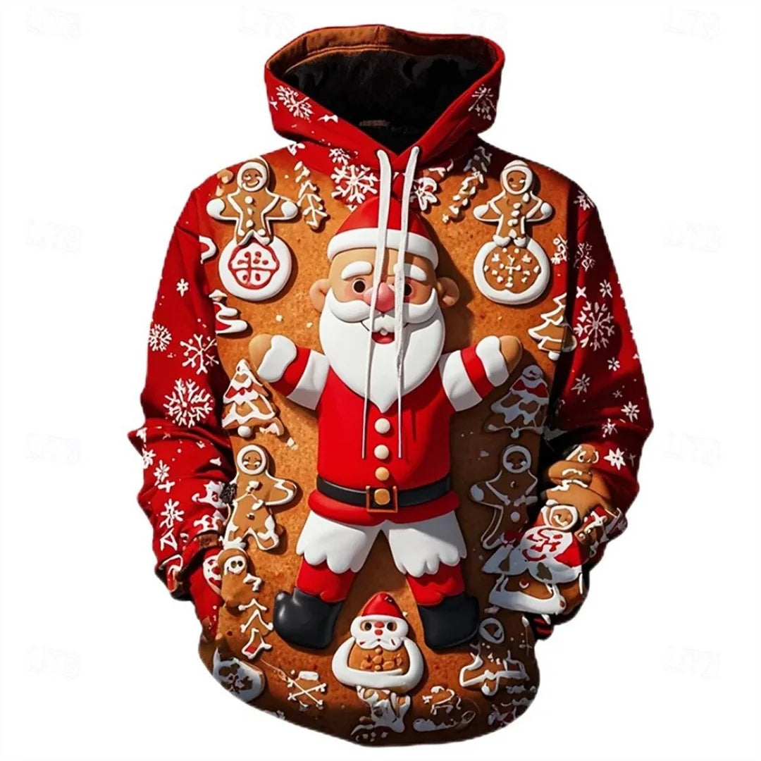 Women's Vintage Christmas Santa Print Sweatshirts Long Sleeve Crewneck Pullover Festive Street Style Spring Fall Holiday Fashion