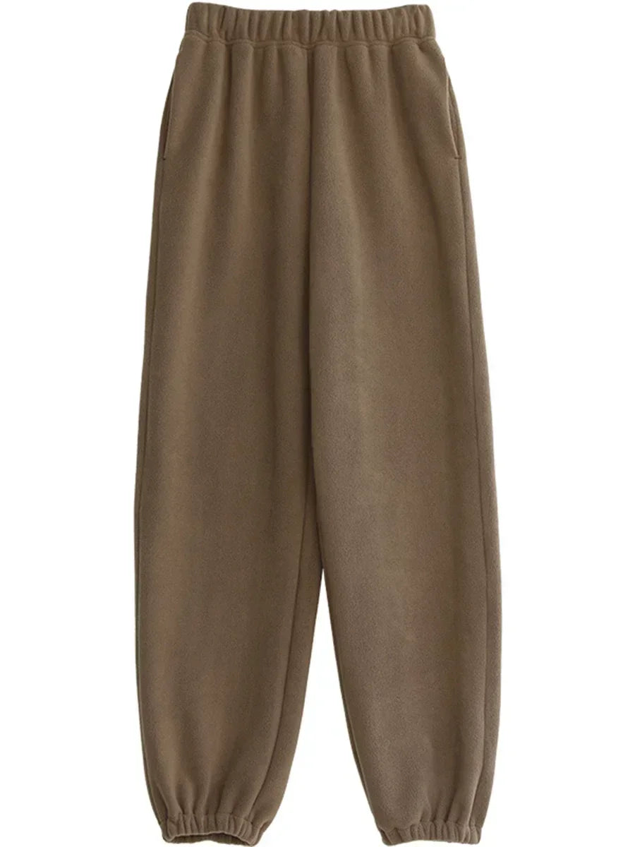 CHIC VEN Women's Pant Loose Casual New High Waist Fleece Pant Thick Plush Warm Female Sports Trousers Autumn Winter 2023