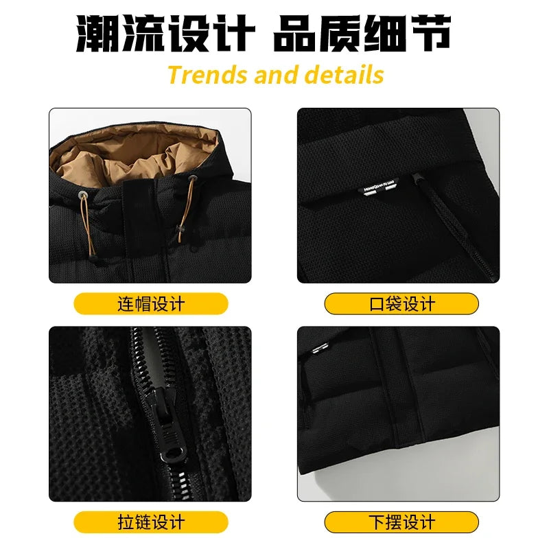 Winter Hot Sale Hooded Vests for Men Solid Color All-match Zipper Waistcoat Thicken Warm Comfortable Sleeveless Outdoor Casual