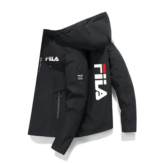 Men's 2025 printed high-quality zipper hooded baseball jacket, four-autumn jacket, trendy men's windproof zipper jacket, casual