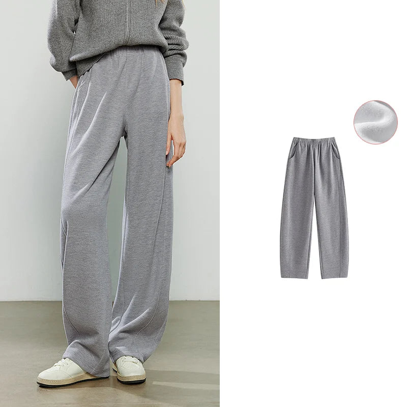 TOYOUTH Women's Casual Pants 2025 Winter New Cashmere-like Fleece-lined Tapered Thick Warm Trousers