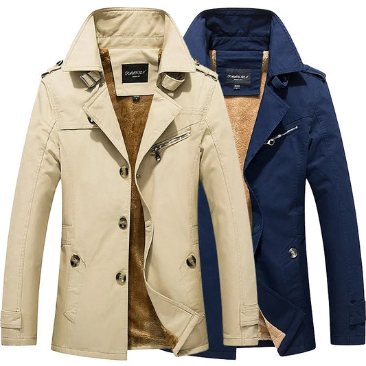 Men's Casual Fleece Lined Thickened Jacket Winter Outerwear Coat Cotton Style Fashionable Comfortable Breathable for Men