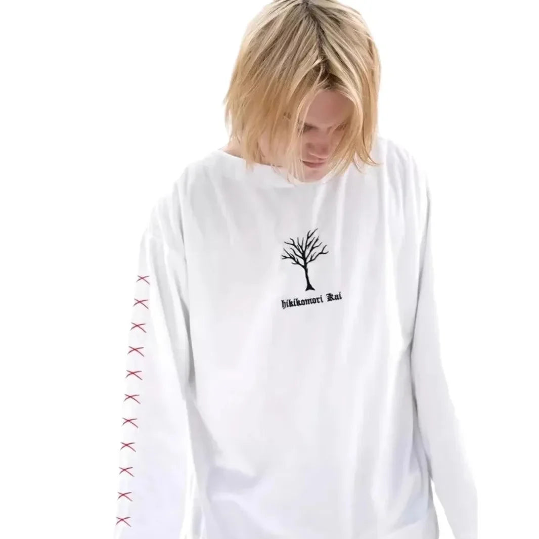 Spring Autumn Pure Cotton Long Sleeve T-Shirt Street Style Casual Loose Fashionable Cool Top for Women Crew Neck Tee