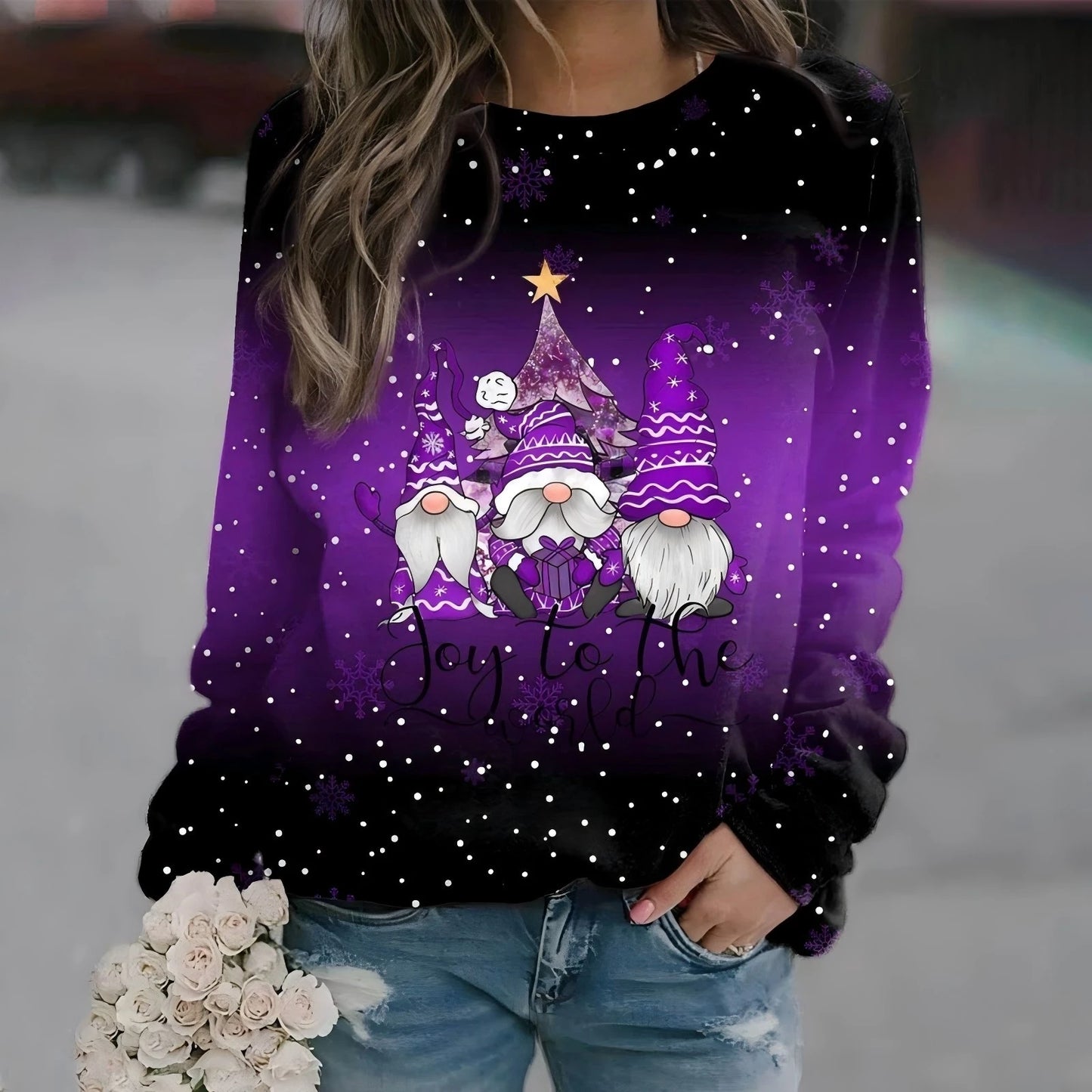 Festival Fashion Clothing Women's T-shirts Street Outdoor Christmas 3D Print Snowman Sweatshirts Long Sleeve Pullover Tops Shirt
