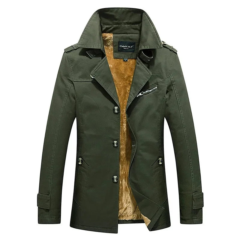 Men's Casual Fleece Lined Thickened Jacket Winter Outerwear Coat Cotton Style Fashionable Comfortable Breathable for Men