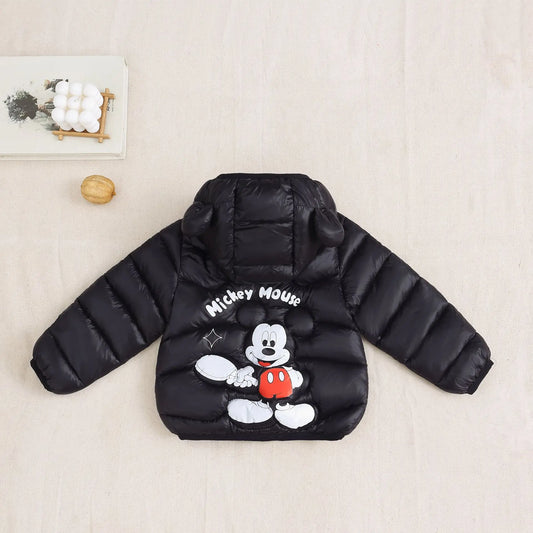 Mickey Mouse Kids Winter Hooded Coat New Lightweight Thermal Thicken Padded Jacket for Boys Girls Cotton Blend Zipper Outerwear