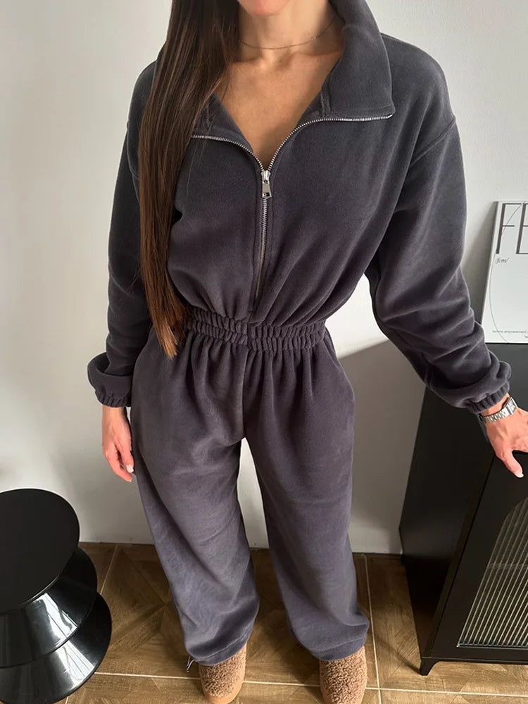 Sports and leisure contrast color jumpsuit jumpsuit fashion trend street jumpsuit women’s suit new women clothing