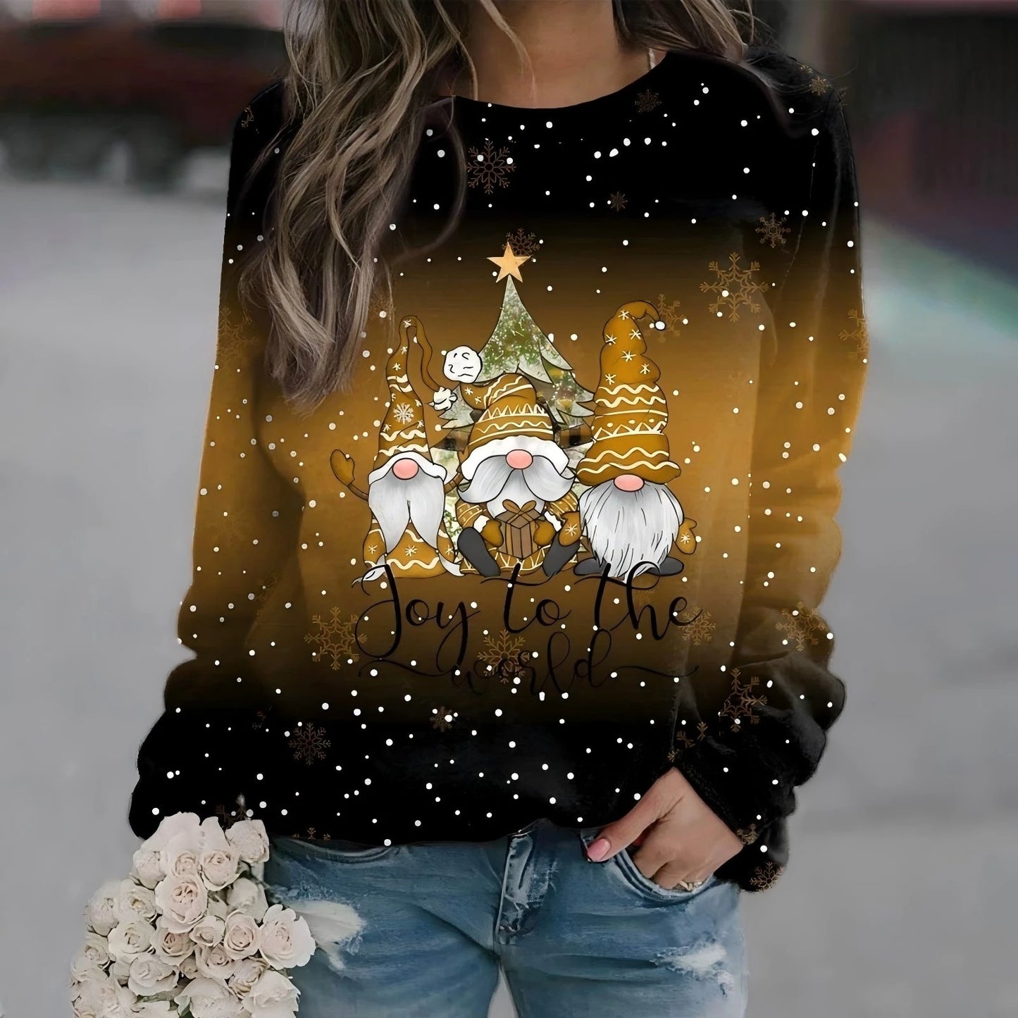 Festival Fashion Clothing Women's T-shirts Street Outdoor Christmas 3D Print Snowman Sweatshirts Long Sleeve Pullover Tops Shirt
