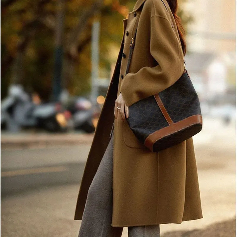 Solid Button Pockets POLO Collar Long Sleeve Outerwear Elegant Fashion Harajuku Female Clothes Loose Casual All Match Overcoat