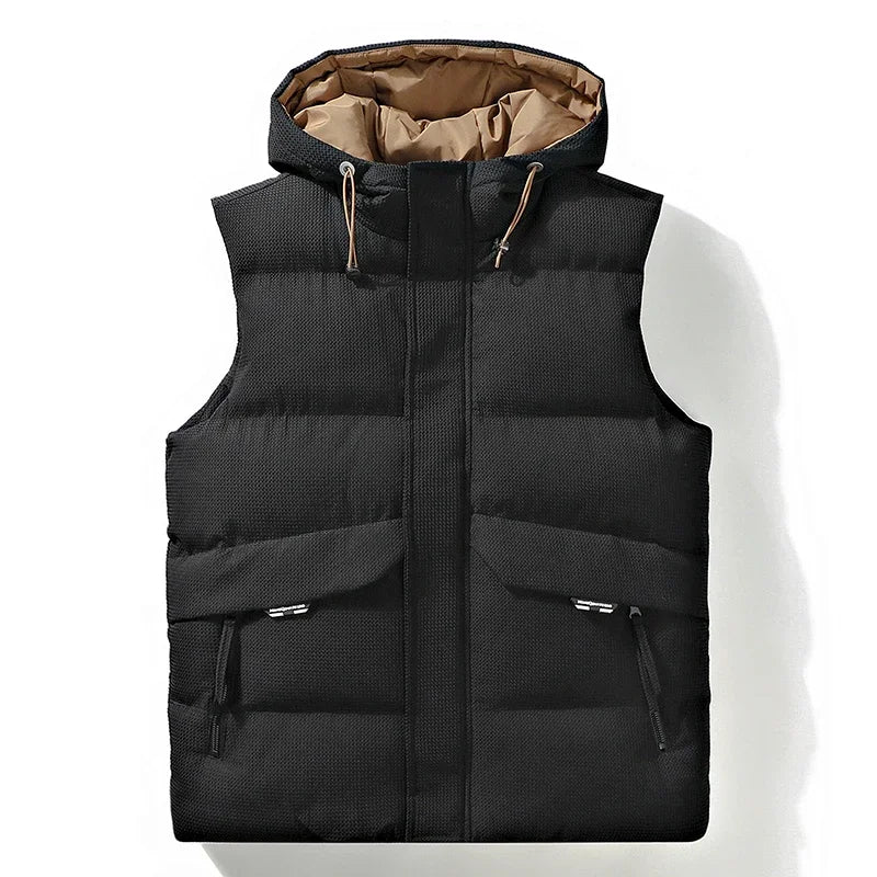Winter Hot Sale Hooded Vests for Men Solid Color All-match Zipper Waistcoat Thicken Warm Comfortable Sleeveless Outdoor Casual